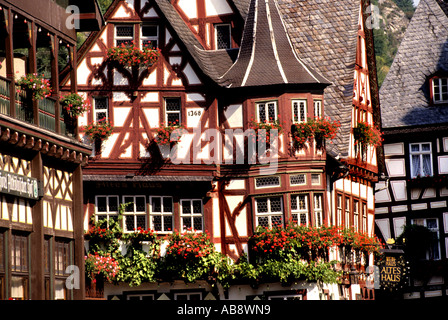Altes Haus 1368 Bacharach Deutschland Mittelrhein Weinhaus Bacharach Rhein Stockfoto