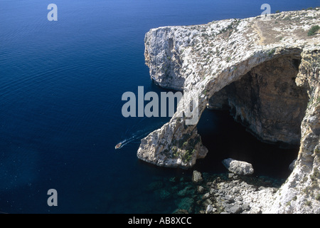 Blaue Grotte, Vogelperspektive, Malta, Gozo. Stockfoto