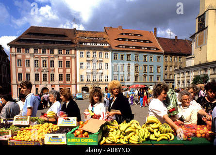 Deutschland Deutsch Meißen Stadt Markt grüne Lebensmittelhändler Stockfoto