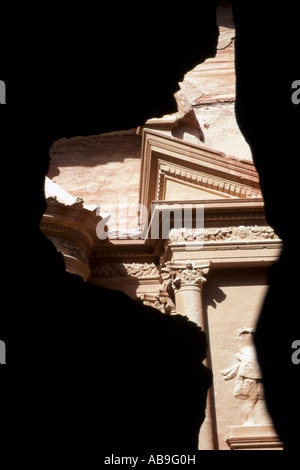 Blick zum Khazne al-Firaun, das Finanzministerium, Jordanien, Petra Stockfoto