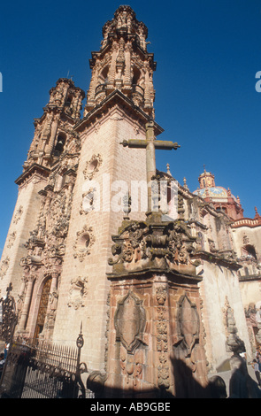 Kirche Iglesia de Santa Prisca (Barock-Kirche, erbaut 1751-1758), Kirche von Santa Prisca, Mexiko, Taxco, August 1997. Stockfoto