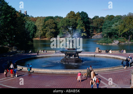 Central Park in New York Usa den Engel der Wasser-Brunnen auf Bethesda Terrasse Stockfoto