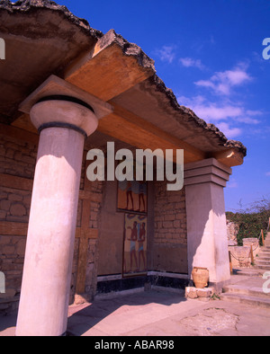 Griechenland Kreta Palast von Knossos Süden Propylaeum re Erstellung der Prozession Fresko zeigt Stockfoto
