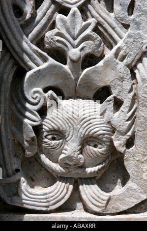 Aus Marmor Detail der Kirche der Heiligen Jungfrau (Bogorodicina Crkva) im Kloster Studenica, Serbien Stockfoto