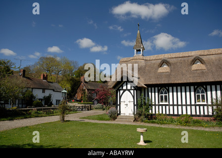 Allerheiligen Kirche Little Stretton Shropshire England UK im Frühjahr mit Blüte Stockfoto