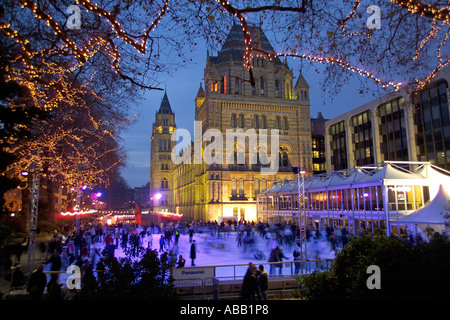 Natural History Museum, Weihnachten-Eisbahn Stockfoto