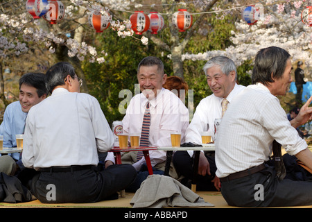 Cherry Blossom Party oder Hanami im Maruyama Koen Park, Kyoto, Japan Stockfoto