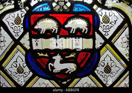 Detail der ein Glasfenster in der Kathedrale von Gloucester Kreuzgang Stockfoto