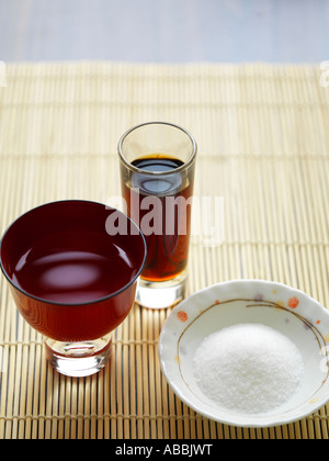 Zucker Sojasoße Sake Japanisch Stockfoto