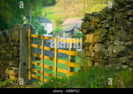 ein traditionelles Lakeland Bauernhaus am Loughrigg Tarn in der Nähe von Ambleside, Lake District, Großbritannien Stockfoto