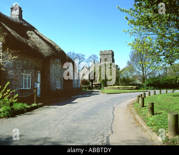 Kirchdorf grün und strohgedeckten Hütten St Hilary Vale von Glamorgan-Süd-Wales Stockfoto