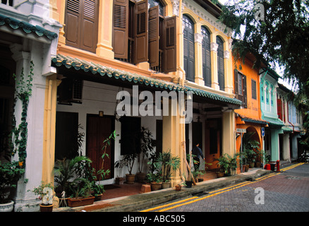 Peranakan Stil Häuser, Emerald Hill, Singapur Stockfoto