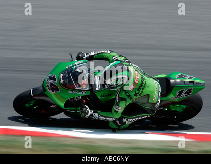 Randy de Puniet für das Kawasaki Racing Team in der 2007 Katalonien Moto GP, Barcelona, Barcelona, Spanien Stockfoto