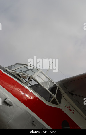 Antonov An-2 Doppeldecker Cockpit Detail entworfen im sowjetischen Russland UdSSR CCCP gebaut in Polen Stockfoto