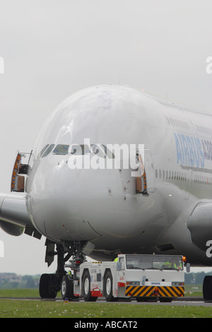 A superjumbo jet Airbus A380 on the tarmac during the 47th Paris Air ...