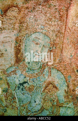 Antike Architektur Interior Südwand Fresko Bodhisattvas Trivamka Polonnaruva Sri Lanka Stockfoto