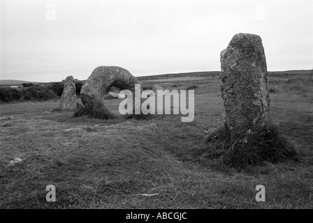 Men eine Tol ist Cornish für Stein des Lochs Madron Penwith Cornwall UK Stockfoto