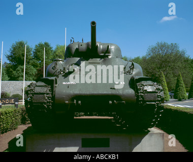 Amerikanischer M4A1 Sherman-Panzer im Musée Mémorial 1944 Bataille de Normandie, Bayeux, Normandie (Normandie), Frankreich. Stockfoto