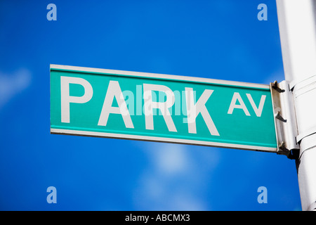 Straßenschild der Park Avenue in New york Stockfoto