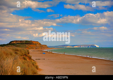 Sanddünen am Hengistbury, Kopf, Christchurch, Dorset, England, Großbritannien, UK, Blick auf die Isle Of Wight Stockfoto