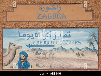 Tombouctou 52 jours Zeichen, Zagora, Marokko Stockfoto