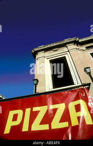Rom Italien italienische Pizza Banner Zeichen strahlend roten blauen Himmel essen Stockfoto