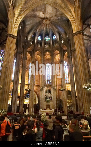 Das Innere der Basilica de Santa Maria del Mar Stockfoto