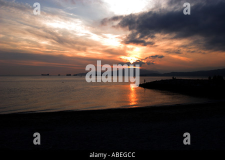 Sonnenuntergang vom Sunset Beach in Vancouver BC Kanada Stockfoto