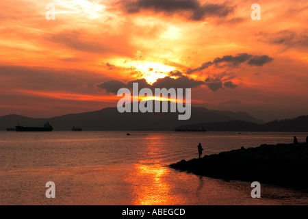 Sonnenuntergang vom Sunset Beach in Vancouver BC Kanada Stockfoto