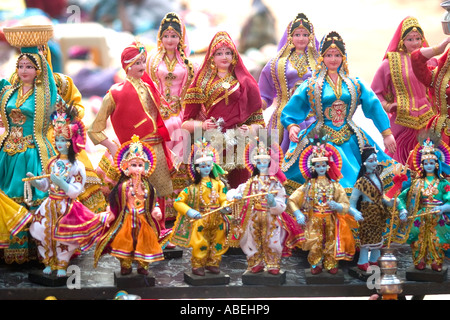 Handgefertigte Puppen an berühmte Anjuna Hippiemarkt in Goa in Indien Stockfoto