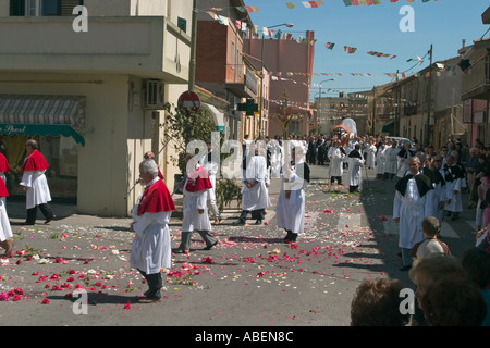 Religiöse Prozession. Cabras, Provinz Oristano, Sardinien Stockfoto