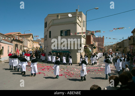 Religiöse Prozession. Cabras, Provinz Oristano, Sardinien Stockfoto