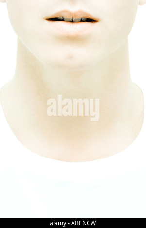 Jungen Mannes unteren Gesicht und Hals, close-up Stockfoto