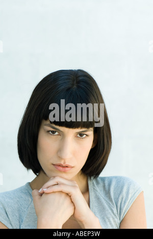 Frau, Hände, Kinn, Porträt Stockfoto