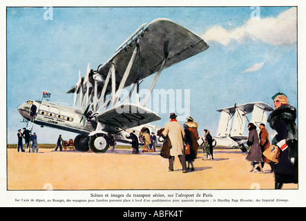Handley Page Paris 1934 französische Zeitschrift Illustration der Airliner Imperial Airways Cocles am Flughafen Le Bourget Stockfoto