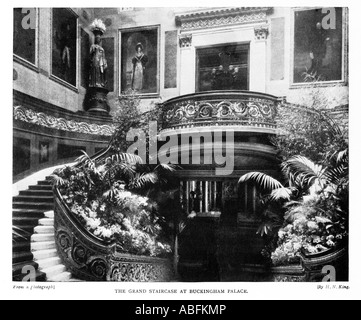 Große Treppe Buckingham Palast 1895 Foto aus dem Inneren der Londoner Residenz von Königin Victoria Stockfoto