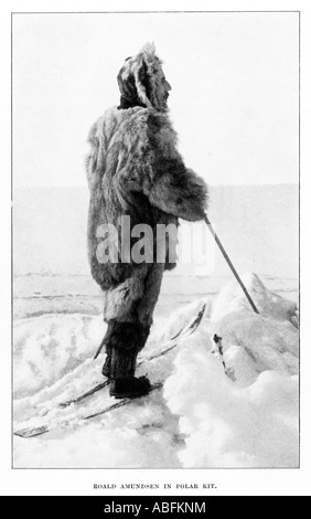 Roald Amundsen in Polar-Kit die norwegischen Forscher auf seine erfolgreiche 1911-Expedition zum Südpol Stockfoto
