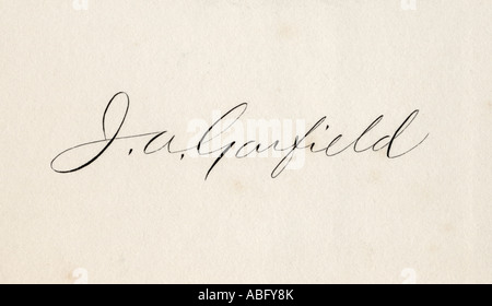 Unterschrift von James Abram Garfield, 1831 - 1881. 20. Präsident der Vereinigten Staaten. Stockfoto