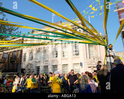 NORWICH CITY Bundeszentrale für politische EMPFANG IM RATHAUS FÜR DAS TEAM VON NORWICH CITY FC NORFOLK EAST ANGLIA ENGLAND GROSSBRITANNIEN Stockfoto