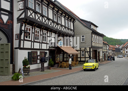 Alte Häuser in der Stadt Stolberg im Harz Stockfoto