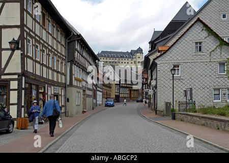 Alte Häuser in der Stadt Stolberg im Harz Stockfoto