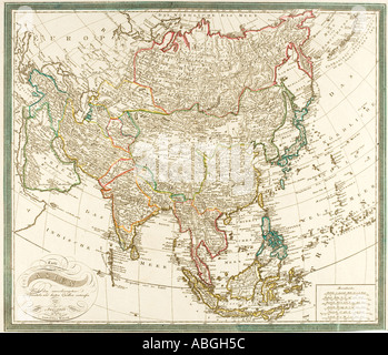 Veraltete Karte von Asien Stockfoto