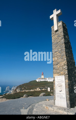 Der westlichste Piont in Europa The Lighthouse und Klippen am Cabo da Roca-Portugal Stockfoto