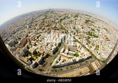 Fisheye Blick auf Paris Frankreich Stockfoto