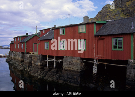 Fischer Hütten genannt Fischerorten in Stamsund Vestvagoya Lofoten Island Norwegen Stockfoto