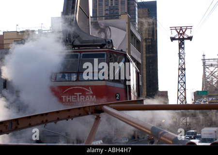 Kabel-Wagen von Roosevelt Island andocken, New York, USA, April 2006 Stockfoto