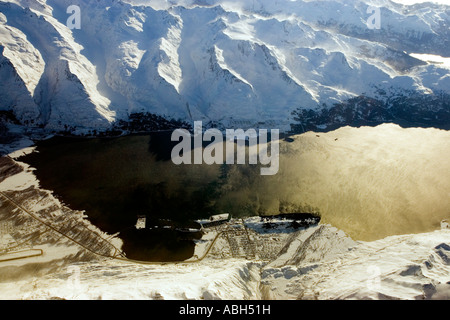 Luftaufnahme von Port Valdez Ende der Trans-Alaska-Öl-Pipeline-USA Stockfoto