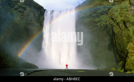 Skogafoss Wasserfall Südwest Island Stockfoto