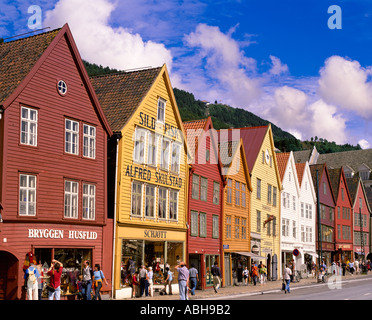 Das Bryggen Bergen Norwegen Stockfoto