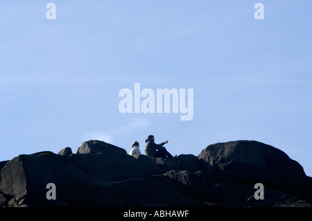 Kuh und Kalb Felsen Ilkley West Yorkshire UK Stockfoto